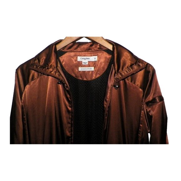 Women's M Calvin Klein Golf Brown Satin Windbreaker Jacket - Picture 3 of 9